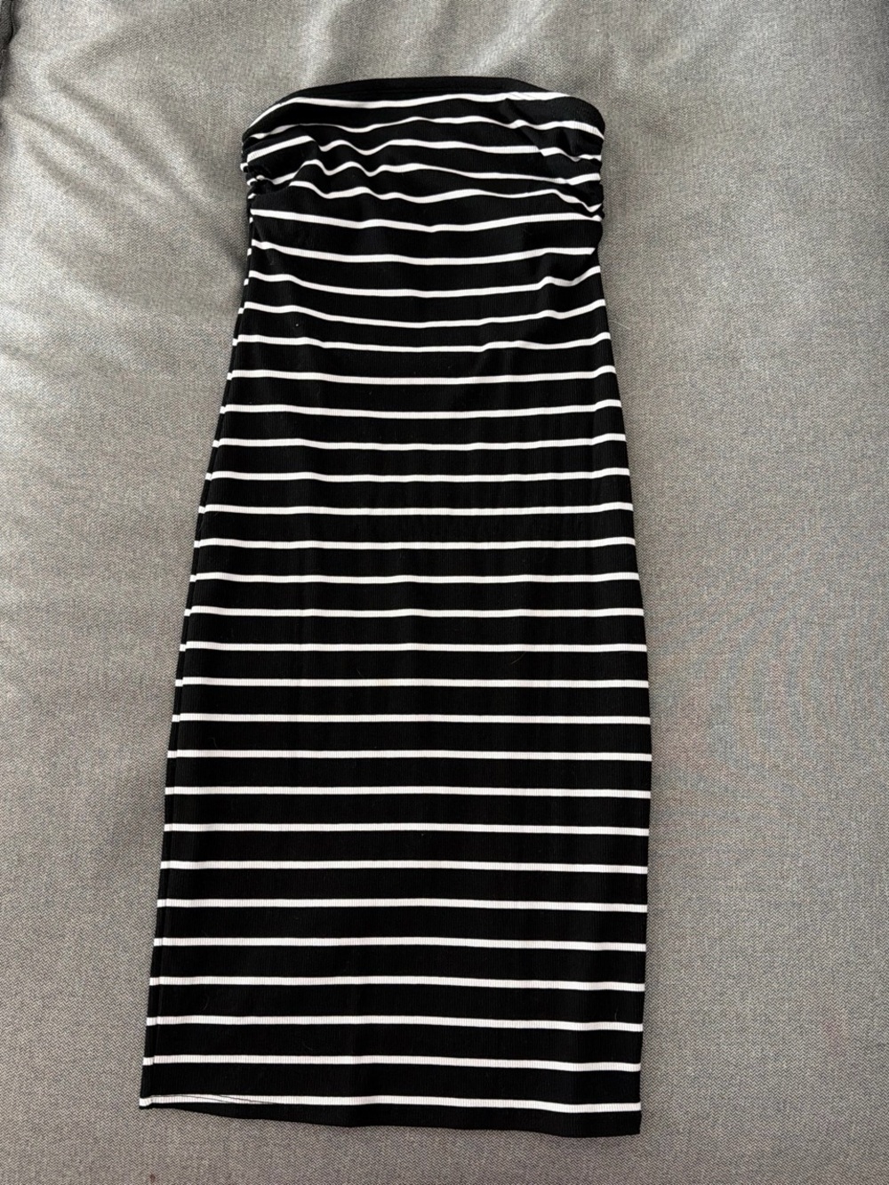 Strapless Black and White Stripe Tube Dress
